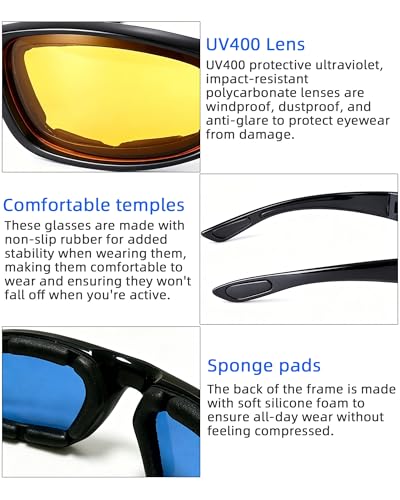 4 Pair Motorcycle Glasses Riding Glasses UV Protection Windproof And Dustproof Motorcycle Foam Cushion Goggles - color: Brown + Yellow + Clear + Pink