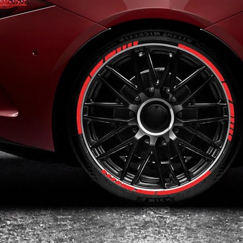 12PCS Reflective Car Wheel Stickers, Night Safety Warning Bicycle Stickers, Anti-Scratch Reflective Rim Decals for Car Motorcycle Cycling Bike (Red) - color: Red