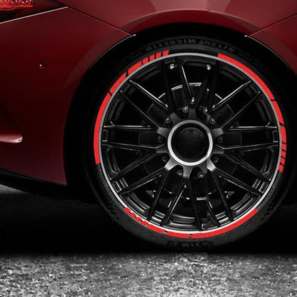 12PCS Reflective Car Wheel Stickers, Night Safety Warning Bicycle Stickers, Anti-Scratch Reflective Rim Decals for Car Motorcycle Cycling Bike (Red) - color: Red