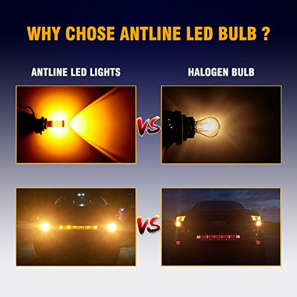 Antline 1157 LED Bulb Amber Yellow (2 Pack), 9-30V Super Bright 1600 Lumens 2057 2357 7528 1157NA 52-SMD LED Lamps with Projector for Replacement, Work as Turn Signal Blinker Lights - color: Amber Yellow