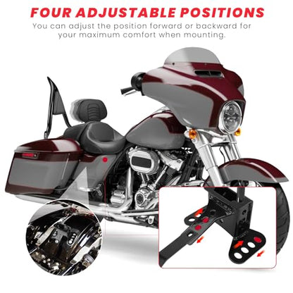 Ajustable Rider Backrest for Harley Touring 1997-2026, Detachable Plug-in Backrest Bracket Pad with Storage Bag for Street Road Elecectra Glide Ultra - size: Driver Backrest W/ Pouch 2