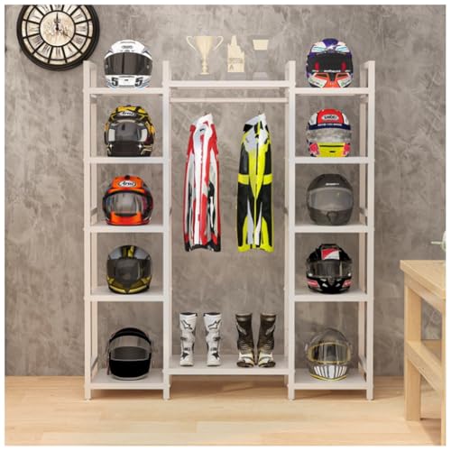 Motorcycle Helmet Holder Floor Mounted Stand, Helmet Rack for Most of Helmet, Riding Gear Display Rack, Storage Rack for Accessories, Jacket, Gloves and Boots(Gray,145x40x170cm) - color: Grey, size: 145x40x170cm