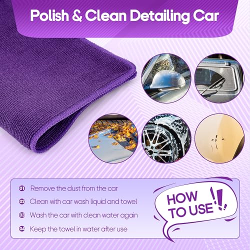 2PCS Clay Towel Auto Detailing, Clay Bar Towel Cloth Auto Detailing for Car (12 x 12 in) (Purple) - color: Purple