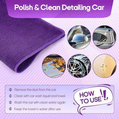 2PCS Clay Towel Auto Detailing, Clay Bar Towel Cloth Auto Detailing for Car (12 x 12 in) (Purple) - color: Purple