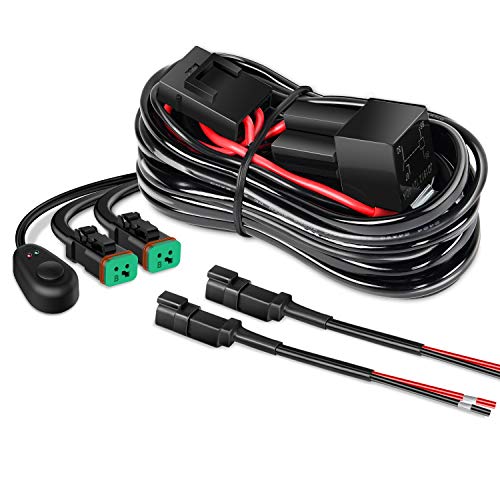 Nilight - 10036W 14AWG 11.5 Feet DT Connector Wiring Harness Kit LED Light Bar 12V On Off Switch Power Relay Blade Fuse for Off Road Lights LED Work Light-2 Leads - size: 14AWG Wiring Harness-2 Leads