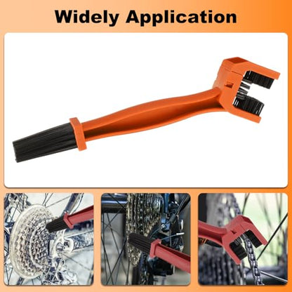 HARFINGTON Bicycle Chain Cleaning Tool Brush Motorcycle Chain Brush Crankset Brush Bike Clean Brush Kit for Gears Maintenance Cleaning Tools, Orange