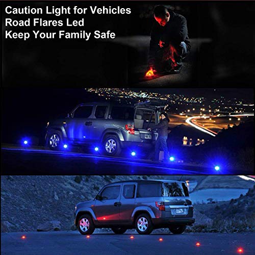 Emergency Strobe Lights,Roadside Safety Beacon LED Road Flares Flashing Warning Light with Strong Magnetic Base for Car Truck Boats(Blue) - color: sapphire