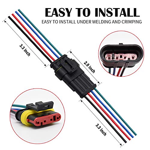4 Pin Connector Waterproof Connector, Male and Female Way 16 AWG Wire Suitable for car Truck, Boat and Other Wire Connection 5 kit - size: 4 PIN