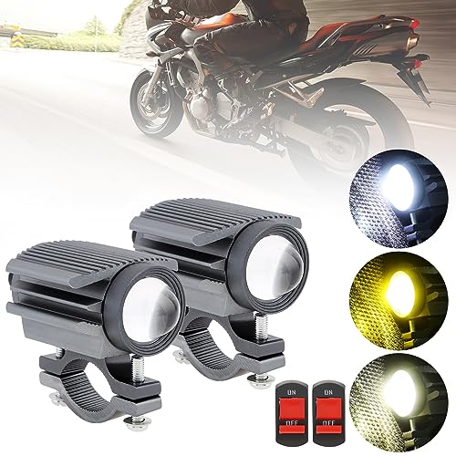 Windance 2PCS Motorcycle LED Headlight,32W 4 Modes Hi/Lo Beam Yellow White 6500K Waterproof Aux Spotlight for Tractor Truck ATV UTV SUV Boat 9V-85V (Gray2pcs) - style: Gray2pcs