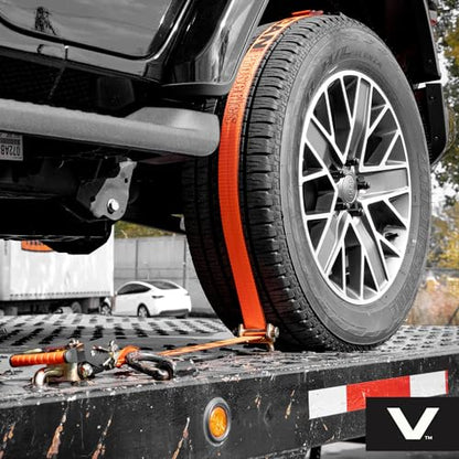 VULCAN Autohauler Car Tie Down - Rolling Idler 3-Cleat - 120 Inch - 4 Pack - PROSeries - 3,300 Pound Safe Working Load - size: VULCAN PROSeries