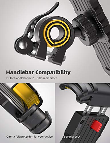 Lamicall Bike Phone Holder, Motorcycle Phone Holder – 360° Handlebar Mount with Rotation for iPhone 17 16 15 14 13 12 Pro Max Plus Mini XS XR X 8, Samsung, Huawei, 4.7-6.8 Inch Smartphones – Yellow - color: Yellow