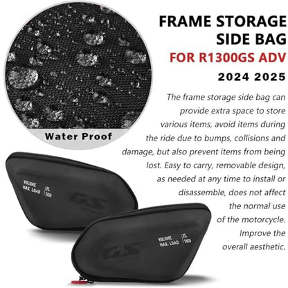 For R1300GS adv 2026 Adventure R1300 GS ADV 2024 2025 Motorcycle Side Panel Bags 4L Storage Capacity Side Panel Bags Tool Storage Bag Waterproof Side Storage Bags accessories（Two-pack