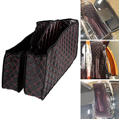 Non-Stretched Saddlebag Liners Inserts Red Thread Compatible with Harley Touring Electra Street Glide Road King 2014-2023 1 Pair - color: Red Stitching