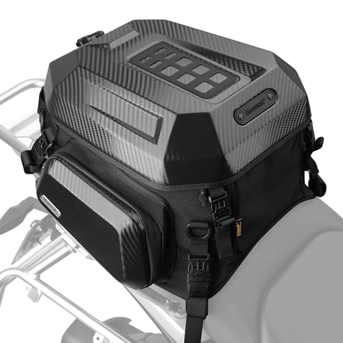 Rhinowalk Motorcycle Tail Bag (Carbon Black-Upgraded Version, 23-35 L) - color: Carbon Black-Upgraded Version, size: 23-35 L