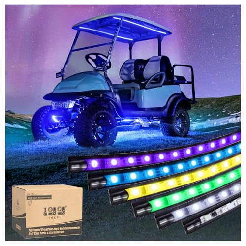 10L0L 6PCS Golf Cart Underglow LED Light Kit, Underbody RGB Strip Lights, 24-Mode Neon Accent Lighting, Music Sync, Wireless Remote, IP67 Waterproof, 12V-80V Input for EZGO Yamaha Club Car - style: 6 Pack(4 Underbody and 2 Roof)