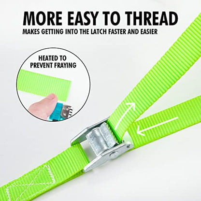 Cartman 1" x 12'Lashing Straps Cargo Tie-Down Strap Up to 600lbs, 6pk in Carry Bag, Green - color: Green, size: 6 PK