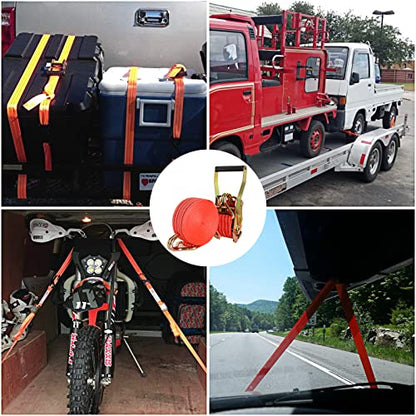 4 Pack Ratchet Tie Down Straps, 2 Inch x 20 Feet, 10,000 lbs Break Strength, Heavy Duty Cargo Lashing Straps with Double J Hooks for Trailer, Truck, and Farm Equipment, Red - color: Red, size: 4 pack 2 inch x 20 ft