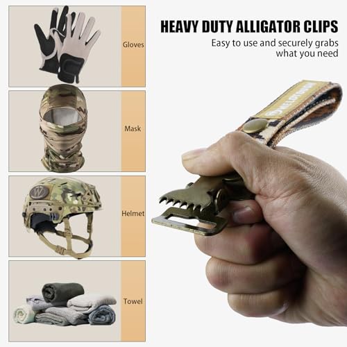 MELOTOUGH Glove Clip Tactical Glove Clips Work Glove Holders Strap with Alligator Clip for Tool Belt,Tool Bag,Tool Backpack - color: Khaki Camo