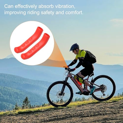 HARFINGTON 1 Pair Bike Brake Lever Cover Silicone Anti-Slip Red | Brake Lever Grip Protector Handle Protection Covers Sleeve for Mountain Road Bike Cycling - color: Red