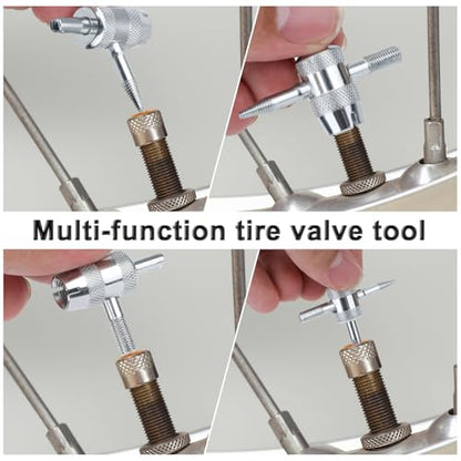 BOXOB 6pcs 4-Way Tyre Valve Stem Core Removal Tool, 4 in 1 Multifunctional Tire Valve Core Remover Tire Stem Puller for Bicycle Bike Automobile Car
