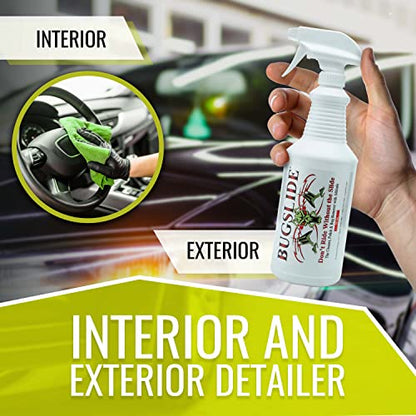 BugSlide 32 Oz Car Detailing Kit with Microfiber Towel – Exterior or Interior Car Cleaner and Waterless Detailer Spray – Clean, Polish, Shine, and Degrease, Never Wax Again – Easy to Use - size: 32 Oz Car Detailing Kit