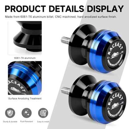 M6 Swing Arm Spool Sliders Universal CNC 6MM Rear Swingarm Sliders Stand Compatible With R7 YZF R1 R3 R6 R6S YZF600R FZ1 FZ6 FZ6R FZ8 FJ09 FZ09 FZ10 MT09 MT10 (Blue - M6) - color: Blue - M6