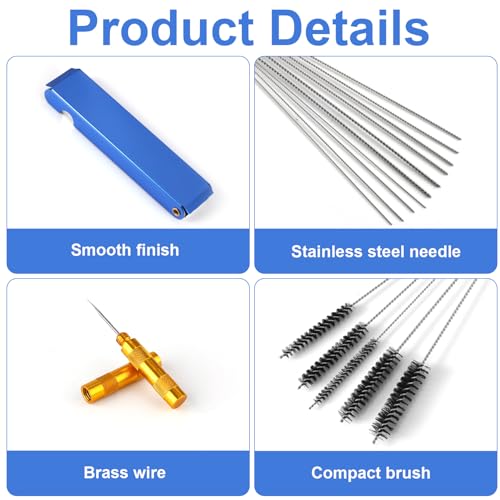 lasuroa Carburetor Cleaning Kit, Carburettor Jet Tools Includes 23 Carb Needles 5 Nylon Brushes 1 Scraper and 4 Cleaner Hooks for Motorcycle ATV Chainsaw & Welder Maintenance