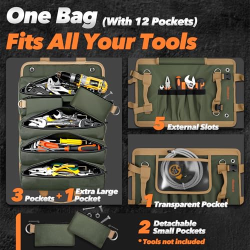 Fathers Day Gift for Husband Dad Men, Roll Up Tool Bag, Fathers Day Gift from Daughter Wife Son, Anniversary Birthday Gifts for Men Him, Portable Tool Organization for Mechanic Welding Electrician