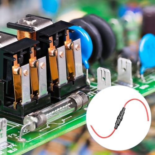uxcell 15 Pcs 5x20mm Inline Screw Type Fuse Holder 20 Gauge AWG Red Wire with 30 Pcs 10A Fast Blow Glass Fuses - size: 20awg,5x20mm