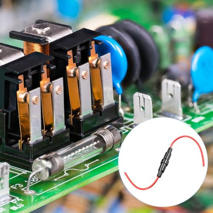 uxcell 15 Pcs 5x20mm Inline Screw Type Fuse Holder 20 Gauge AWG Red Wire with 30 Pcs 10A Fast Blow Glass Fuses - size: 20awg,5x20mm