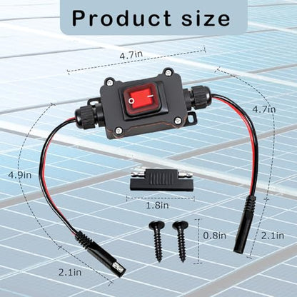 DC 12V Inline Toggle Switch, 12AWG Waterproof SAE to SAE Cable with on/Off Switch, Quick Connect/Disconnect Red Light Button, Suitable for Camping All Terrain Vehicles, RVs, Motorcycles, Solar Panels