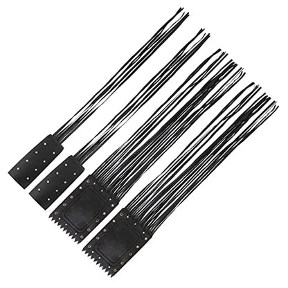 Qqmora Motorcycle Handlebar Tassel Cover Fashionable Fringe Style Design Soft Leather Grips Universal Fit for Cruiser Chopper Bobber Custom Synthetic Leather Black 2pcs