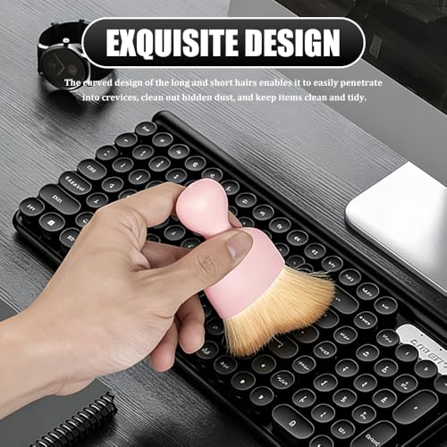 Car Detailing Brushes, Car Cleaning Brush, Auto Interior Soft Bristles Curved Cleaning Brush, Auto Detailing Dusting Tool Universal for Dashboard Air Conditioner Vent Computer (Pink Brown) - color: Pink Brown