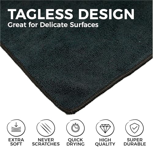 The Rag Company - All-Purpose Microfiber Terry Cleaning Towels - Commercial Grade, Highly Absorbent, Lint-Free, Streak-Free, Kitchens, Bathrooms, Offices, 300gsm, 10in x 10in, Midnight (20-Pack) - color: Midnight, size: 10in x 10in