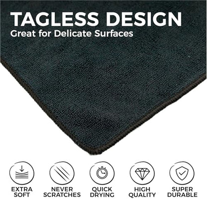 The Rag Company - All-Purpose Microfiber Terry Cleaning Towels - Commercial Grade, Highly Absorbent, Lint-Free, Streak-Free, Kitchens, Bathrooms, Offices, 300gsm, 10in x 10in, Midnight (20-Pack) - color: Midnight, size: 10in x 10in