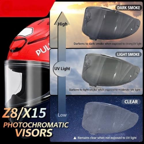 Shoei RF1400 X15 Helmet Visor Replacement Shield, Anti-Fog Sun Shield Accessory Compatible with RF-1400, X15, CWR-2, Z8, X-SPR PRO(Photochromic) - color: Photochromic