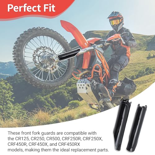 2Pcs Front Fork Tube Cover, Glossy Black Fork Guard Protector Fit for CR125/250/500 (93-07) CRF250R/X (04-18) CRF450R/X (04-17/18) CRF450RX (17-18)