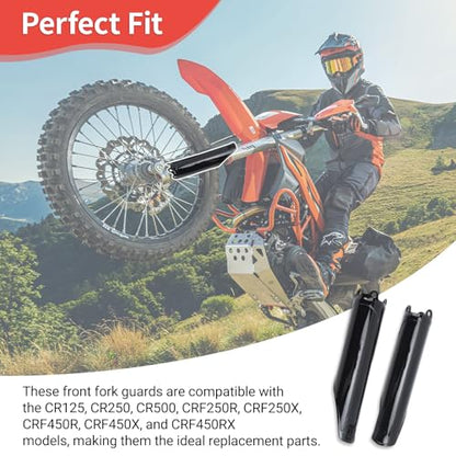 2Pcs Front Fork Tube Cover, Glossy Black Fork Guard Protector Fit for CR125/250/500 (93-07) CRF250R/X (04-18) CRF450R/X (04-17/18) CRF450RX (17-18)