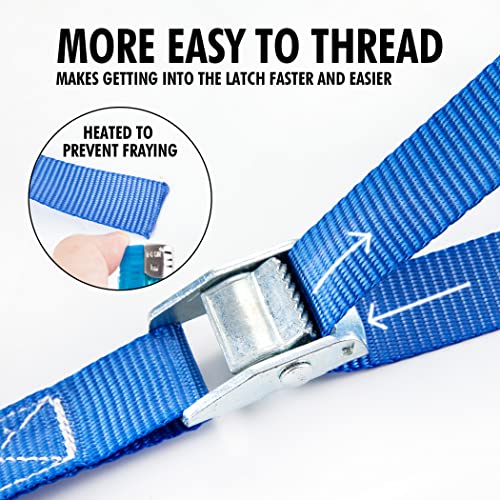 Cartman 1" x 12' Lashing Straps Cargo Tie-Down Strap Up to 600lbs, 8pk in Carry Bag, Blue - color: Blue, size: 8 PK