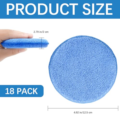 18 Pack Car Wax Applicator Pad 5 Inch, Foam Microfiber Applicator Pad for Car Buffing, Detail Polishing, Tire Shine Applicator, Cleaning and Fine Polishing