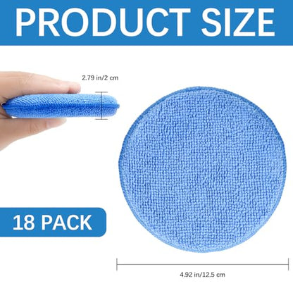 18 Pack Car Wax Applicator Pad 5 Inch, Foam Microfiber Applicator Pad for Car Buffing, Detail Polishing, Tire Shine Applicator, Cleaning and Fine Polishing