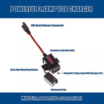 MOTOPOWER MP0609 3.1Amp Motorcycle USB Port SAE to USB Adapter - color: b) - SAE to USB Adapter