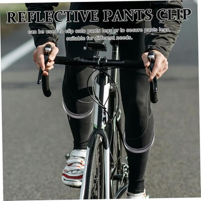 Happyyami 2pcs Bicycle Leg Band Cycling Equipment Reflective Bike Trouser Pant Clips Easy to Use for Cycling Ankles Safety Bands