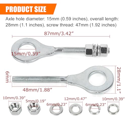 PSLER Chain Tensioner Adjuster - Rear Axle Blocks Chain Adjuster for Precise Alignment & Smooth Riding, Fits for 196cc 6.5hp Mini Bike 50-125cc ATV CRF CT200U Motovox MBX10 MBX11 Mini Bike Trail, 2PCS