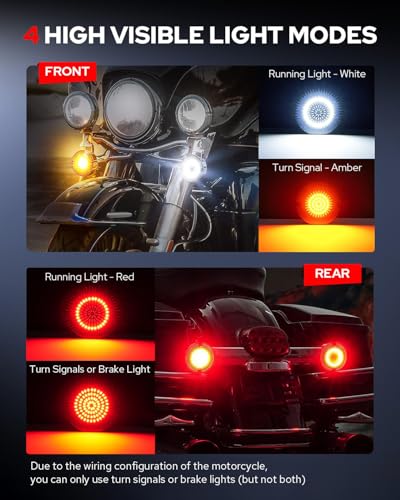 Benlari 3 1/4 inch LED Turn Signals, 81 LEDs Front Rear 1156 1157 Turn Signals Brake Light Kit with 4 Smoked Lens Cover Fit for Harley Davidson Touring Sportster Iron 883 Dyna Softail 1986-2024