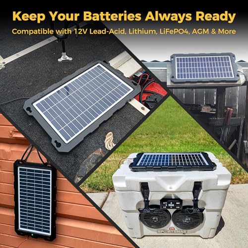SUNAPEX 12V Solar Battery Charge: 8W Waterproof Portable Solar Panel Kit - Battery Maintainer Trickle Charger - with Upgrade Built in Charge Controller for Car Boat RV Trailer Automotive Motorcycle - size: 8W
