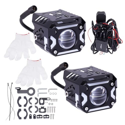 maXpeedingrods Motorcycle Auxiliary Lights with High Low Beam, 10000LM White Amber Driving Fog Lights w/DRL Turn Signal, Waterproof LED Spotlights for Motorcycle, ATV, UTV, Pickup, SUV, Truck, Pair - size: 2.5in