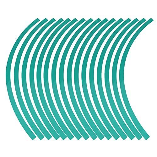 Reflective Wheel Rim Stripe Decal Sticker for 16-19 inch Rim Size Universal Car Motorcycle Wheel Reflective Pinstripe Decal Tape Sticker Decoration Film (Blue Green)