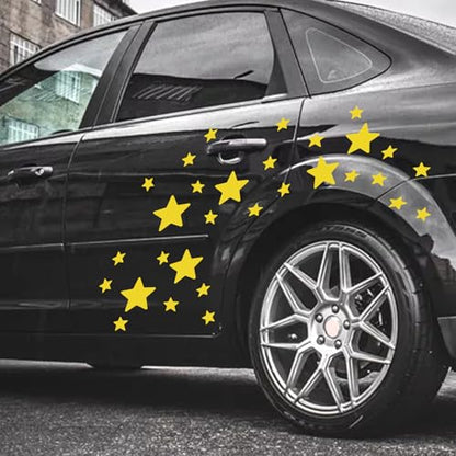 30pcs Star Vinyl Decal for Cars, High Intensity Reflective DIY Stickers for Window Bumper Mirror Laptop Decals Waterproof Night Safety Sign Car Stickers (Yellow) - color: Yellow