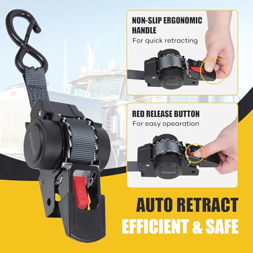 Ayaport Retractable Transom Tie Down Straps 1in X 10ft Tie Down Straps to Trailer- 1500lbs Break Strength, Medium Duty Bolt-on Ratchet Straps for Cargo, Boat, Motorcycles, ATV, 2pk - size: 1"x10'-2pcs